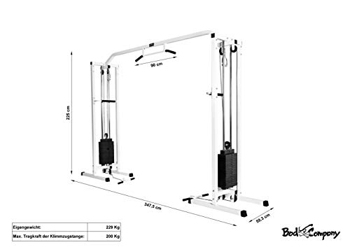 Bad Company Cable Crossover Machine I Poleas cruzadas, incluye barra de dominadas para tríceps o bíceps, empuñaduras con una sola mano, cadenas de extensión y 150 kg de pesos de goma para el gimnasio doméstico, I BCA-09.