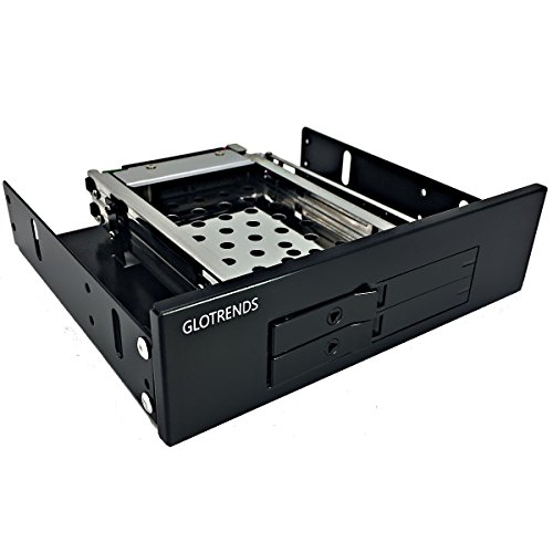 Bahia de disco duro interno - GLOTRENDS H252K Cajas Rack móvil con cable sata para 2 bahía de disco duro SATA I/II/III de 2.5" sin bandeja removible para bahía 5.25" (trayless de intercambio en calien