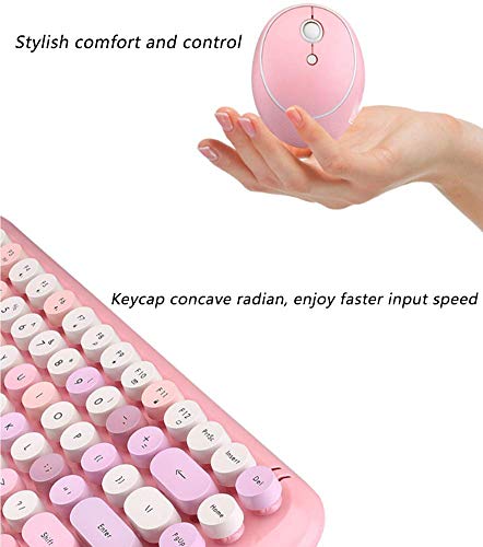 Baibao - Mini teclado inalámbrico y ratón Set Punk Key Cap Girl Pink Color mixto sin cables, teclado y ratón inalámbrico Combinación-Blanco (Color: Rosa)