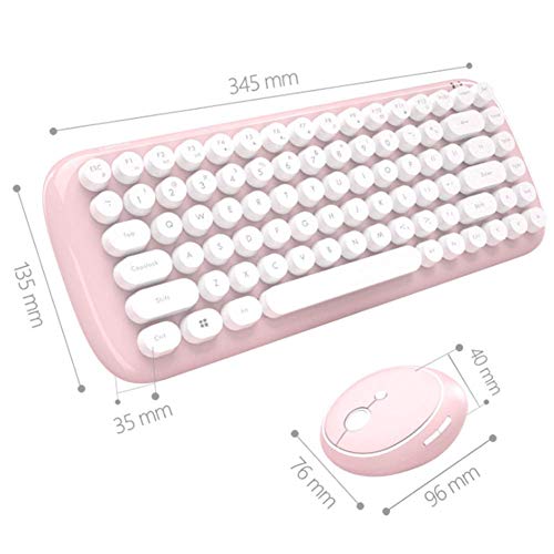 Baibao - Mini teclado inalámbrico y ratón Set Punk Key Cap Girl Pink Color mixto sin cables, teclado y ratón inalámbrico Combinación-Blanco (Color: Rosa)