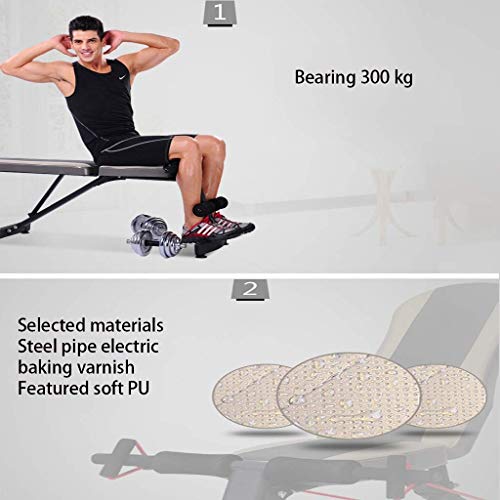 Baibao Sit-up Junta multifunción Ajustable Banco Plegable de Fitness con Mancuernas Junta supino Combinación Interior Bench Press Junta Abdomen, Suave y cómodo de Carga de 300 kg