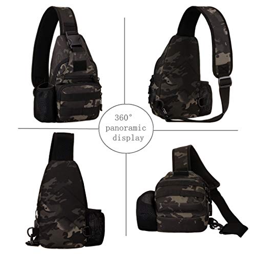 BAIGIO Mochila Cruzada para Hombro Bandolera Mochila de Pecho Estilo Militar Sling Mochila Frontal con USB Recargable Bolso Messenger para Usar al Aire Libre Camping Ciclismo (Camo)