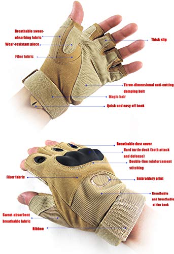 BAIJ Guantes de Escalada, Guantes de Entrenamiento, Guantes de Ejercicio, Resistentes al Desgaste, Transpirables y Antideslizantes, para canotaje, Mancuernas, Entrenamiento Cruzado,SandColor,L