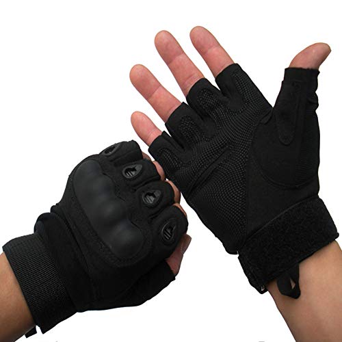 BAIJ Guantes de Escalada, Guantes de Entrenamiento, Guantes de Ejercicio, Resistentes al Desgaste, Transpirables y Antideslizantes, para canotaje, Mancuernas, Entrenamiento Cruzado,Black,M