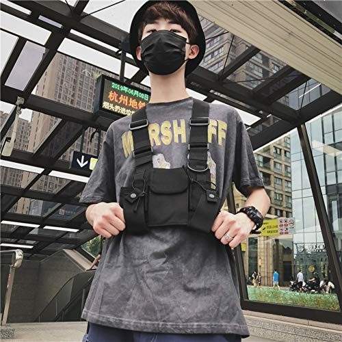 Balight Men Women Chest Rig Bag Chaleco multibolsillos Hip Hop Streetwear Funcional Tactical Harness Rig Chest Rig Pack Ajustable Riñonera Práctico