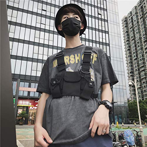 Balight Men Women Chest Rig Bag Chaleco multibolsillos Hip Hop Streetwear Funcional Tactical Harness Rig Chest Rig Pack Ajustable Riñonera Práctico