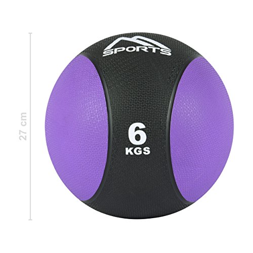 Balón medicinal 1 - 10 kg - Calidad de gimnasio profesional, incluye-Póster con ejercicios de balón medicinal., 6 kg - Lila