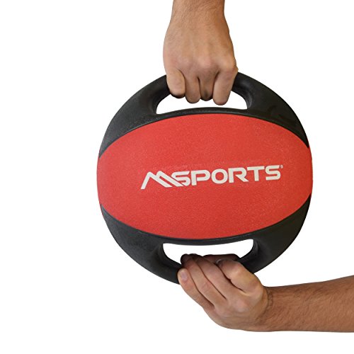 Balón Medicinal Premium con asas 1 – 10 kg – Calidad de estudio profesional pelotas de gimnasia, 3 kg - Rot