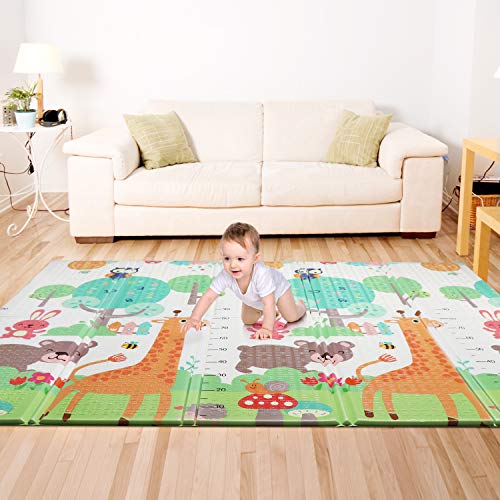 Bammax Alfombra Niños (197 * 177 cm, 15 mm de Espesor), Alfombra de Juegos de XPE, Colchoneta de Juegos Plegable, Alfombra de Doble Cara, Suelo Bebe de Patrón de Jirafa, Impermeable, No tóxico