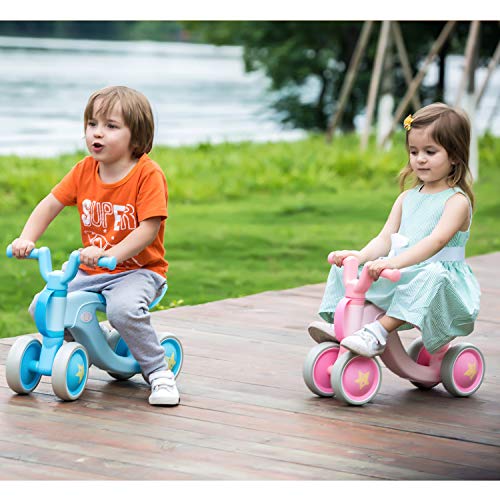 BAMNY Bicicleta sin pedales, quadriciclo sin pedales para niños de entre 1 y 3 años (Rosa-Blanco)