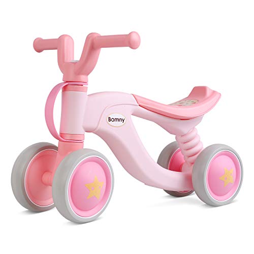 BAMNY Bicicleta sin pedales, quadriciclo sin pedales para niños de entre 1 y 3 años (Rosa-Blanco)