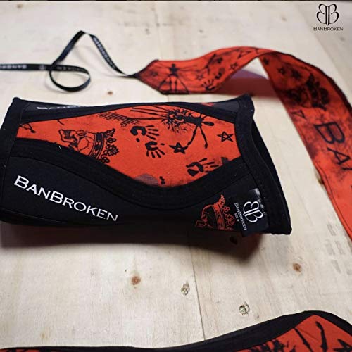 BanBroken Rodilleras RED SKULL (2 unds) - 5mm Knee Sleeves - Halterofilia, Deporte Funcional, Crossfit, Levantamiento de Pesas, Running y Otros Deportes. Unisex. (L)