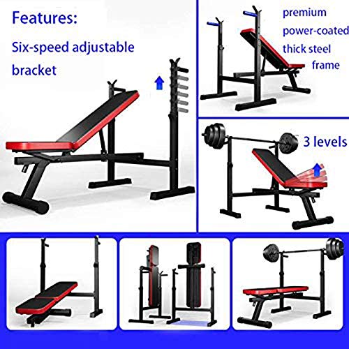 Banco de pesas ajustable, plegable Banco de pesas ajustable Gimnasio Ejercicio físico Entrenamiento Multi Sit Up Workout Barbell Estación de inmersión Levantamiento de pecho Press (sin barras)