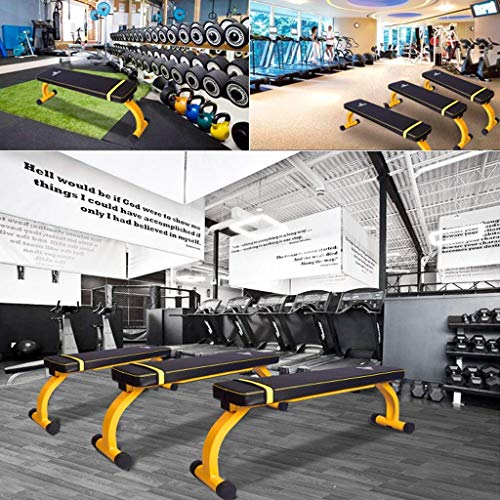 Banco plegable LDM Banco Banco Banco Banco de levantamiento de pesas Cama Banco Plano Gimnasio Silla Comercial Gimnasio Equipo Deportivo puede sostener 300 kg, amarillo, 140x35x43cm