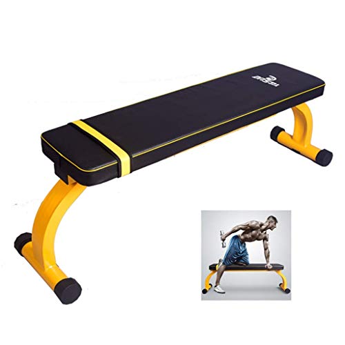 Banco plegable LDM Banco Banco Banco Banco de levantamiento de pesas Cama Banco Plano Gimnasio Silla Comercial Gimnasio Equipo Deportivo puede sostener 300 kg, amarillo, 140x35x43cm