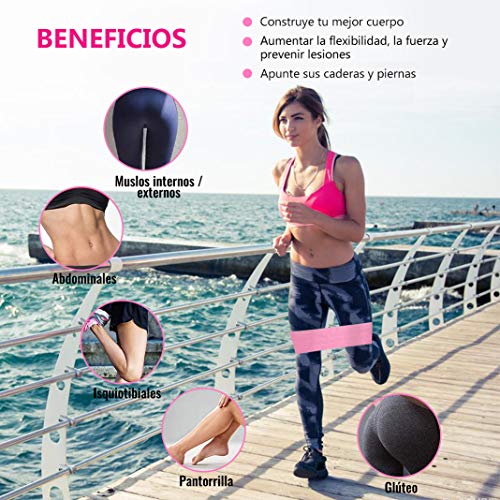 Bandas de Resistencia Glúteos Bandas Elasticas Fitness de Tela con 3 Niveles Ejercicios en Piernas Glúteos Bandas Elasticas Musculacion para Pilates Yoga Crossfit Estiramientos Fuerza de Cadera