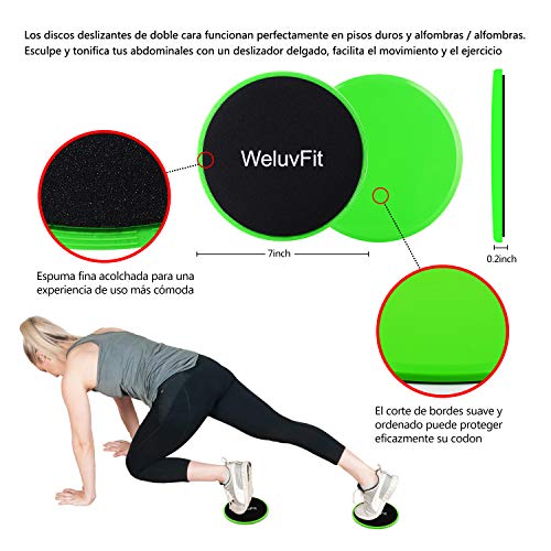 Bandas de Resistencia Set y Discos Doble Cara Deslizantes - Tela Bandas Elasticas de Fitness para Cadera, Abdominales, Muslo y La Pantorrilla - Bolsa, Entrenamiento y Folleto de Recetas Incluido