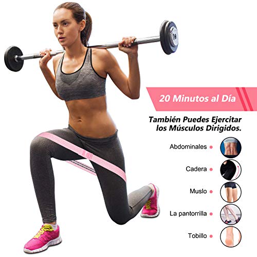 Bandas de Resistencia Set y Discos Doble Cara Deslizantes - Tela Bandas Elasticas de Fitness para Cadera, Abdominales, Muslo y La Pantorrilla - Bolsa, Entrenamiento y Folleto de Recetas Incluido