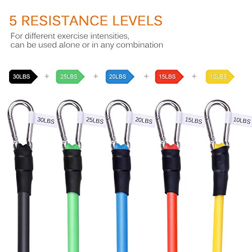 Bandas Ejercicio, Banda Elástica de Resistencia Juego de 5 Cintas Elásticas Set Cintas Elásticas Fitness para Yoga, Crossfit, Pilates Fuerza, Movilidad, Entrenamiento Gimnasio 5 PCS