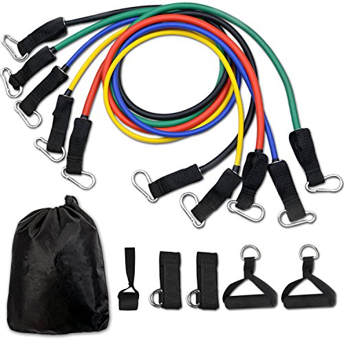 Bandas Elasticas, CUXUS 11 Bandas de Resistencia, 5 Resistance Bands, Nclaje de Puerta, Mangos de Espuma, Orreas para Los Tobillos, Funda de Transporte