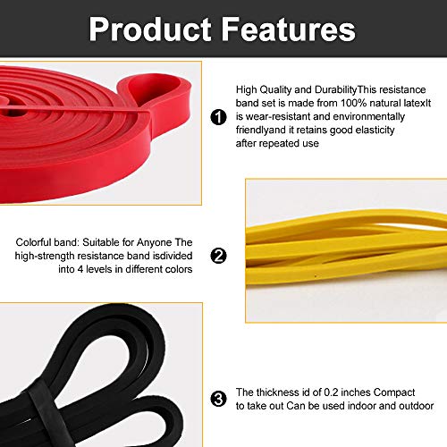 Bandas Elásticas Fitness - Bandas elásticas de Ejercicios de Fitness, para Entrenamiento de Resistencia, Gimnasio, Yoga, Pilates Anclaje para Puertas