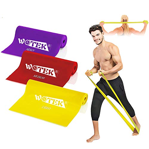 Bandas Elasticas Fitness Goma Resistencia Bandas de Ejercicios para Yoga, Pilates, Crossfit, Estiramientos, Fisioterapia, Entrenamiento de Fuerza, 3 Cintas Elastica de Resistencia con Nivel de Marca