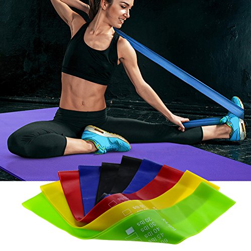 Bandas Elásticas Resistencia Ejercicio Set de 6 - Látex Natural Fitness Bandas para Ejercicio y Terapia Física, Pilates, Yoga, Rehab, Mejorar la Movilidad y la Fuerza