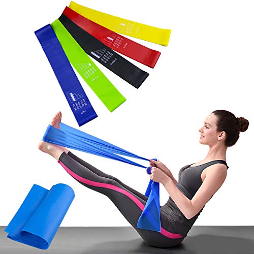 Bandas Elásticas Resistencia Ejercicio Set de 6 - Látex Natural Fitness Bandas para Ejercicio y Terapia Física, Pilates, Yoga, Rehab, Mejorar la Movilidad y la Fuerza