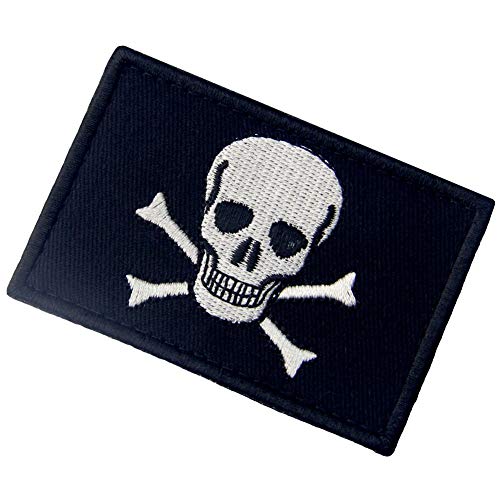 Bandera pirata de Jolly Roger Broche Bordado de Gancho y Parche de Gancho y bucle de cierre