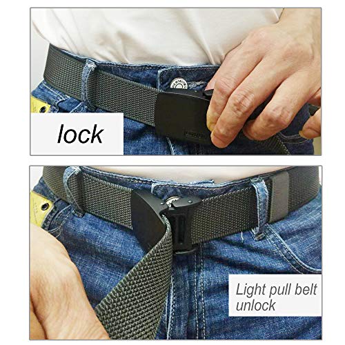 Bansga Cinturón táctico militar Hombres Hebilla metálica Espesar Cinturones de lona de nylon para hombres(A-Negro)