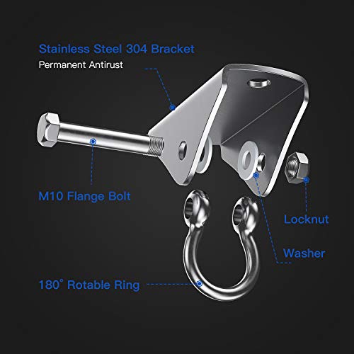 Baozun Gancho de Techo Silla Colgante de Interior para Exteriores Saco de Boxeo Soporte para Techo de Hamaca Accesorio Fijo Acero Inoxidable 304 Capacidad de Carga de Hasta 400 kg (180 ° de Giro)