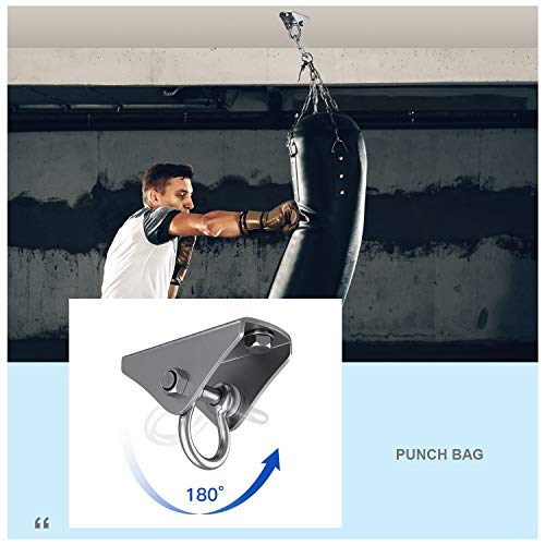 Baozun Gancho de Techo Silla Colgante de Interior para Exteriores Saco de Boxeo Soporte para Techo de Hamaca Accesorio Fijo Acero Inoxidable 304 Capacidad de Carga de Hasta 400 kg (180 ° de Giro)