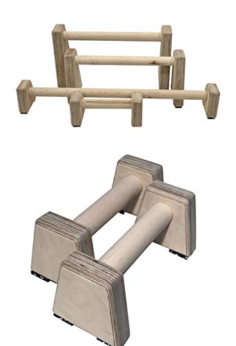 Barbarian Range Wooden Parallettes Parallel Bars Made from Hardwood Multiple Sizes (Pequeña)