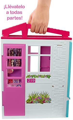 Barbie Casa portátil con piscina, casa de muñecas (Mattel FXG55)
