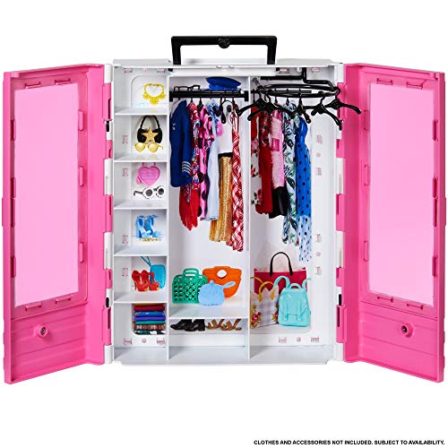 Barbie - Fashionista Armario Portable para Ropa y Accesorios de Muñecas (Mattel GBK11)