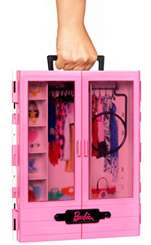 Barbie - Fashionista Armario Portable para Ropa y Accesorios de Muñecas (Mattel GBK11)