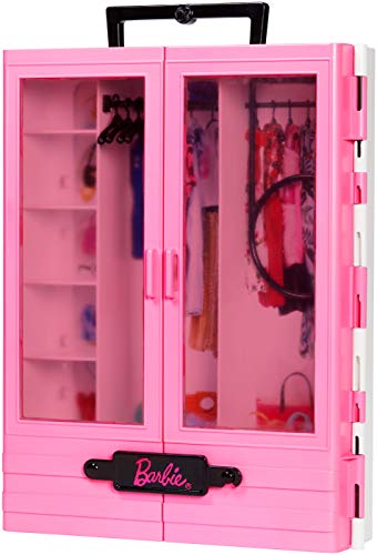 Barbie - Fashionista Armario Portable para Ropa y Accesorios de Muñecas (Mattel GBK11)