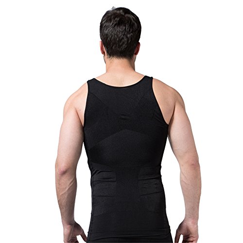 BaronHong Gynecomastia compresión Camisa para Ocultar Hombre Boobs Moobs Adelgazamiento Mens Shapewear (Negro, L)