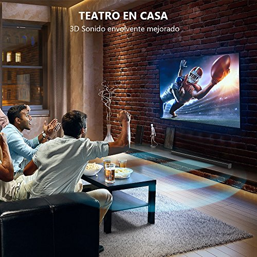 Barra de Sonido Bluetooth 4.2 de 32 Pulgadas, Sistema Bass réflex, Sonido Virtual Envolvente, Cable óptico Incluido, tecnología DSP, Negro