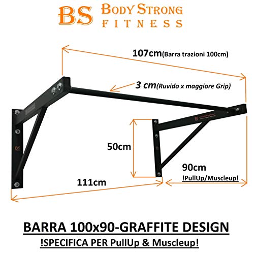 Barra para dominadas calistenichs-bicipiti-muro-parete-muscle Up & Pull up-100 X 90 cm-graffite