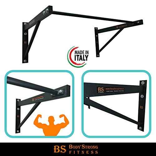 Barra para flexiones/dominadas (muscle up & pull up), bíceps, crossfit, fitness y fisicoculturismo, Arancio(Supporti)-Nero(Barra), 100x90 cm