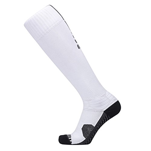 Barrageon 1 Par Calcetines de Fútbol Deportes al Aire Libre Suela Extra Gruesa de Medias de Fútbol Mujer/Hombre Niños/Niñas para Hockey, Rugby, Lacrosse, Baloncesto& Otros Deportes Blanco-XL