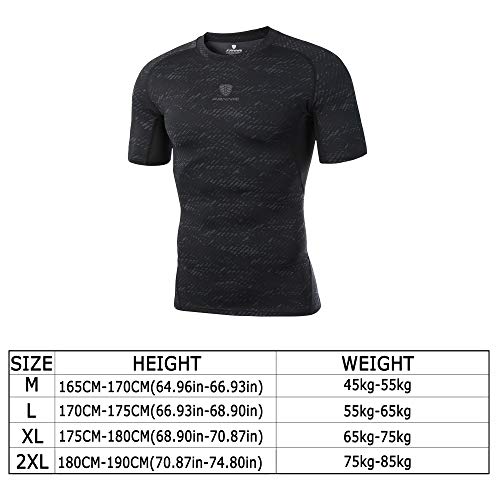 Barrageon Camiseta de Compresión de Mangas Cortas para Hombre Baselayer Top Deportivos Secado Rápido para Ejercicio Gimnasio Cross Training Correr Baloncesto Jogging-L