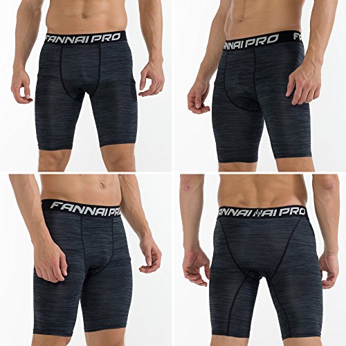 Barrageon Pantalón Corto Tight de Comprensión para Hombre Mallas de Deportivos Secado Rápido para Ejercicio Gimnasio Cross Training Correr Baloncesto Jogging-M