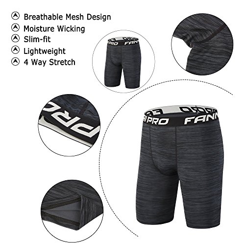 Barrageon Pantalón Corto Tight de Comprensión para Hombre Mallas de Deportivos Secado Rápido para Ejercicio Gimnasio Cross Training Correr Baloncesto Jogging-M