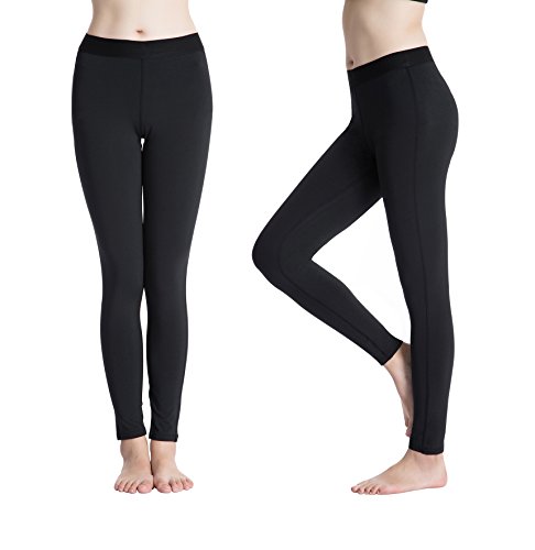 Barrageon Pantalones Largos de Comprensión Leggings para Mujer Mallas Largas de Deportivos Baselayer Secado Rápido para Ejercicio Gimnasio Entrenamiento Cruzado Correr Yoga Jogging Negro-L