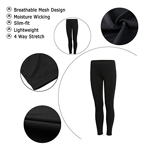 Barrageon Pantalones Largos de Comprensión Leggings para Mujer Mallas Largas de Deportivos Baselayer Secado Rápido para Ejercicio Gimnasio Entrenamiento Cruzado Correr Yoga Jogging Negro-L