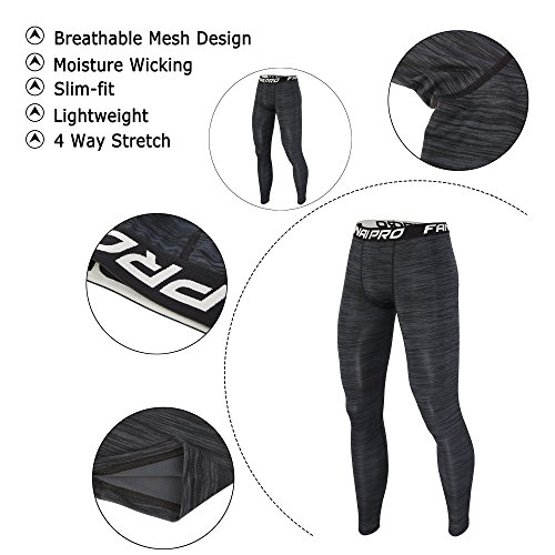 Barrageon Pantalones Largos Tight de Comprensión para Hombre Mallas Largas de Deportivos Baselayer Secado Rápido para Ejercicio Gimnasio Entrenamiento Cruzado Correr Baloncesto Jogging-2XL