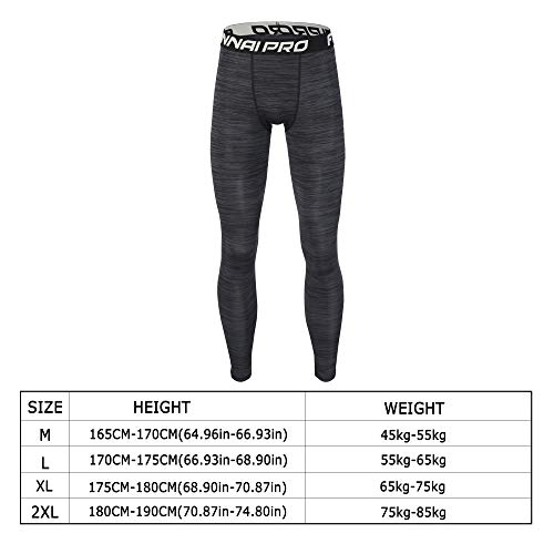 Barrageon Pantalones Largos Tight de Comprensión para Hombre Mallas Largas de Deportivos Baselayer Secado Rápido para Ejercicio Gimnasio Entrenamiento Cruzado Correr Baloncesto Jogging-2XL