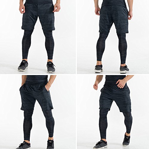 Barrageon Pantalones Largos Tight de Comprensión para Hombre Mallas Largas de Deportivos Baselayer Secado Rápido para Ejercicio Gimnasio Entrenamiento Cruzado Correr Baloncesto Jogging-XL